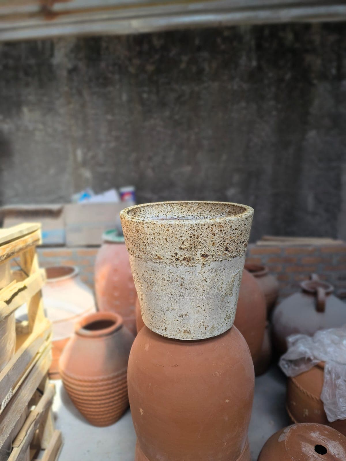 The Weathered Stone Tapered Pot